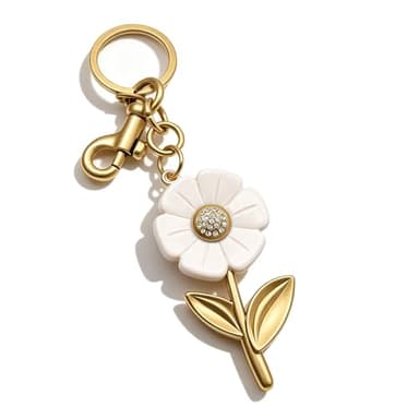ZACAGO Daisy Bag Charm, Women Keychain Purse Accessory, Handbag Decoration and Key Chain Gold Daisy