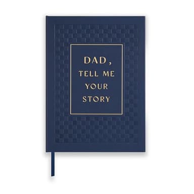 &And Per Se Dad Life Story Journal, Dad's Story Guided Journal with 200+ Questions, Father's Day Birthday Gifts for Him, Leather Hardcover-7.5'' x 10'' (Dark Blue)