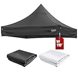 CLAETF 10x10 Canopy Replacement Top for Pop Up Canopy Tent - 4 Drainage Holes，10x10ft Canopy top Suitable for Most of The Standard Canopy(top only, Black)