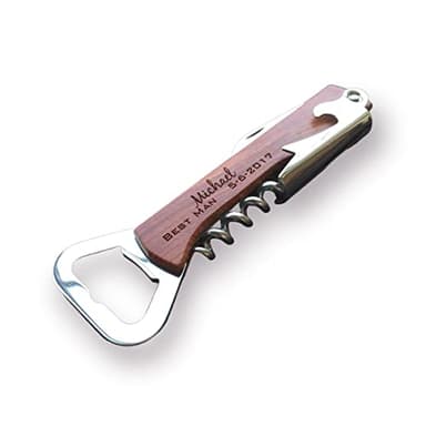 Engraved corkscrew opener, Personalized wood bottle opener, Wine corkscrew, custom bottle opener, Groomsman bottle openers, / Laser Engraved
