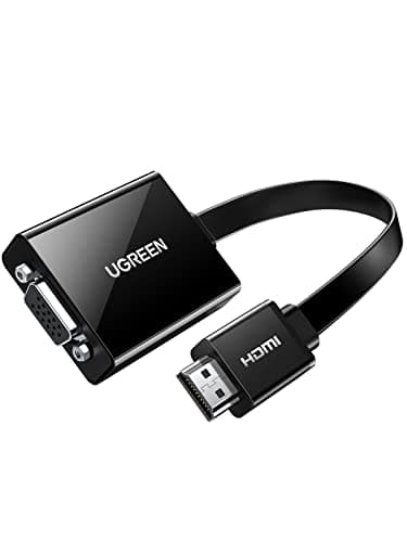 UGREEN Active HDMI to VGA Adapter with 3.5mm Audio Jack HDMI Male to VGA Female up to 1080P for PC Laptop Ultrabook Raspberry Pi Chromebook Black