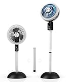 Portable Standing Fan, 10000mAh Rechargeable Battery Powered, 90°+120°Omnidirectional Oscillating Fan For Bedroom, 82ft Circulator, Adjustable Height, 8 Speeds, 8H Timer, DC Motor Quiet Pedestal Fans
