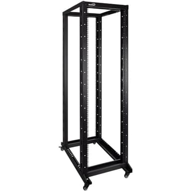 NavePoint 42U Server Rack, 4-Post Open Frame Rack for 19" Networking Equipment, 1000mm, Stationary/Casters, Black Steel, Max Weight Capacity 881 Lbs