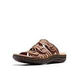 Clarks Women's Laurieann Ruby Flat Sandal, Tan Leather, 8