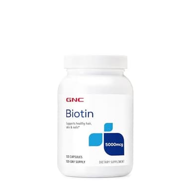 GNC Biotin 5000mcg Supplement, Supports Healthy Hair, Skin and Nails, 120 Servings