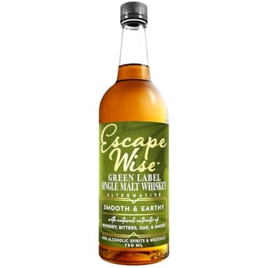 ESCAPE WISE Green Label Single Malt Whiskey Alternative | Non-Alcoholic | The World’s Leading Developer of Non-Alcoholic Spirits, Liqueurs & Mocktails | 25.4 FL OZ (750 ML)