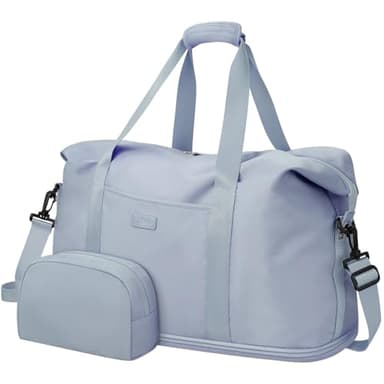 Expandable Travel Duffle Bag, Waterproof Weekender Overnight Bags for Women Men Hospital Bag for Women Labor Delivery Carry on Bag with Toiletry Bag for Travel Gym Airplanes(Light Blue, X-Large)