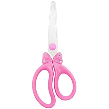SLEMOON Scissors for Kids Ages 4-8 | Blunt Tip Safety Toddler Scissors, Stainless Steel Blades, ABS Plastic | School Craft Supplies, Art Projects, Pink (Princess Design with Rhinestones)