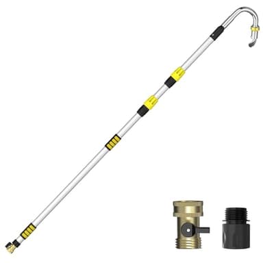 LAANPOLE Gutter Cleaning Tools from The Ground, 24FT Reach Rain Cleaner with Bendable Wand and Quick Connect Adapter for Garden Hose