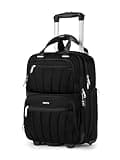 FIGESTIN Underseat Carry On Luggage with Wheels, 16-inch Softside Rolling Bag, Lightweight Small Suitcase, Personal Item Travel Bag for Women (Black)