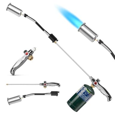 Propane Torch Weed Burner, High Output Weed Torch Flamethrower, Extended Weed Torch, Heavy Duty Blow Torch Detachable Long Arm with Flame Control Valve for Garden, Wood, Ice, Snow, Stumps, Melting