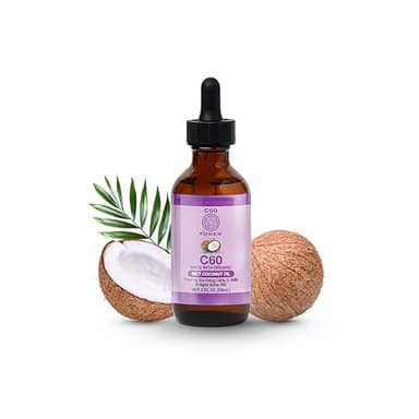 C60 Power C60 in Organic MCT Coconut Oil - Natural Wellness & Antioxidant Support for Men & Women, 99.99% Pure Carbon Fullerenes, Promotes Energy, Mental Clarity, & Stamina - 2 fl oz Bottle