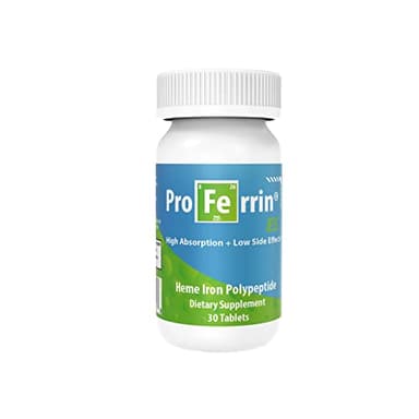 Proferrin ES- 10.5mg of high Absorbing Heme Iron Polypeptide. Made in The USA. 30 Tablets. Easy on The Gut. Not affected by Coffee, Calcium, or PPI's.