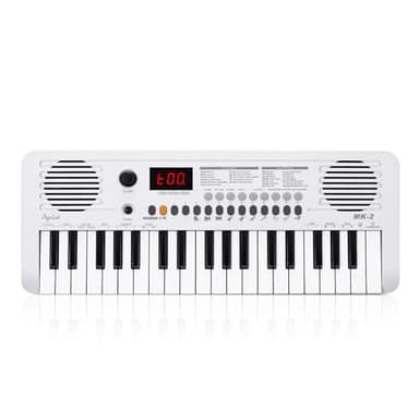 POGOLAB MK-2 37 Keys Kids Keyboard Piano, Portable Small Keyboard with 40 Songs, 200 Sounds, with MIDI Function, LED Display & Dual Speakers, Compact Mini Music Piano for Kids/Beginners (White)