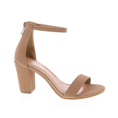 TOP Moda Hannah-1 Ankle Strap Dressy High Heel Sandal, Non-slip Sole, For Wedding, Party, Prom, Evening Wear, or Any Occasion, Sleek Style Block Heel Sandals, Tan Nubuck, 8.5
