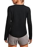 CRZ YOGA Lightweight Long Sleeve Workout Shirts for Women Gym Running Fall Tshirts High Neck Athletic Training Tops Black Medium