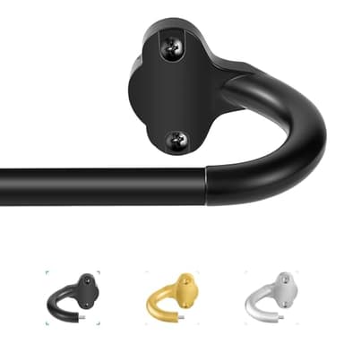 TVWOO Wrap Around Curtain Rods,Black Curtain Rods 28 to 48 Inch,5/8 Inch Adjustable Blackout Curtain Rod Set,Room Darkening Single Window Rod,Metal Thicken Hidden Curved Drapery Rod 28-48",Matte Black