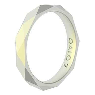QALO Women's Rubber Silicone Ring, Stackable Geo Rubber Wedding Ring for Women, Breathable, Durable Engagement Silicone Band, 3.5mm Wide 2.5mm Thick, Holographic White, Size 4