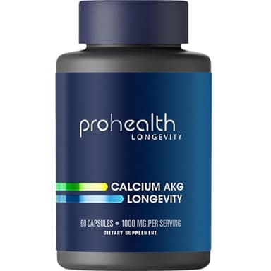 ProHealth, Ca AKG Supplement (Alpha Ketoglutarate) (1,000 mg per 2 Capsule Serving, 60 Capsules). Supports Metabolic Function and Healthy Aging Processes.