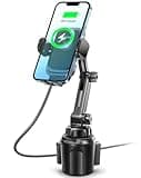 TOPGO [Upgraded Cup Phone Mount Wireless Charger, Universal Cell Phone Holder Car Charger Wireless Charger Cup Phone Holder Fast Charging for iPhone16 Pro Max, Samsung Galaxy - Black