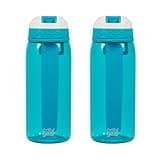 COOL GEAR 2-Pack 32 oz System Sipper Water Bottle With Tritan Plastic, Flexible Handle, & Freezer Stick | Shatter Resistant Water Jug To Keep Drinks Cool | Good For the Gym, School, Work