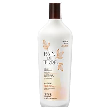 Bain de Terre Passion Flower Color Preserving Shampoo, for Vibrant Color & Protection from Fading, with Argan & Monoi Oils, Paraben-free, Vegan, 13.5 Fl Oz