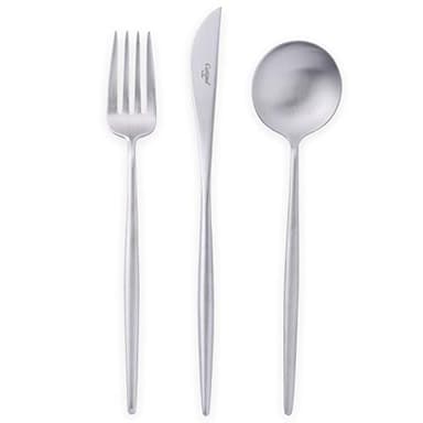 Cutipol Moon Matte silver Series Home Dinner Flatware Cutlery Set of 3 Pcs, Spoon, Fork, Knife, Professional Cutlery Brand