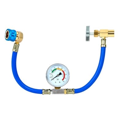 BACOENG R1234YF Refrigerant Charge Hose Kit with Gauge, 1234yf Recharge Kit with 1/2 Self-Sealing Can Tap Opener and Quick Coupler, for Auto Air Condition System