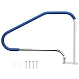 Goplus 49''x34'' Pool Handrail, 1PC 316 Stainless Steel Swimming Pool Railings w/Grip Cover, Base Plate for Inground Pools, 550LBS Load Capacity Safety Hand Rail (1 Pack-49''x34'' (LxH), with Cover)