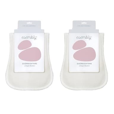 Esembly Overnighters – Organic Cotton Cloth Diaper Booster Inserts with Stay-Dry Fleece – Reusable Nighttime Absorbency Doublers for Heavy Wetters – One Size, Pack of 4