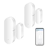WiFi Door Sensor: Smart Door Open/Closed Detectors, Wireless Window Sensor with App Notification Alert, Contact Sensor for Home Security, Compatible with Alexa Google Assistant (2pack)