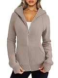 Trendy Queen Womens Zip Up Hoodies Fleece Jackets Oversized Sweatshirts Fall Fashion Outfits Sweaters Winter Clothes Khaki S