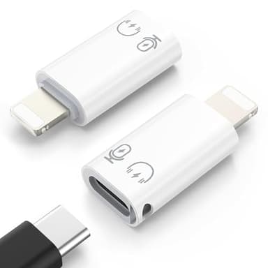 MoKo for DJI Mic Mini USB C to Lightning Adapter Audio, Lightning to USB C Adapter for Headphones Fits with iPhone 14/13/12/11/Wireless Mic Receiver, Support Charging, Earpods and OTG Function, White
