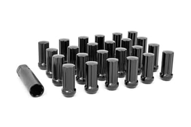 Rough Country 32-Piece Lug Nut Set - M14x1.5 Thread, Bulge Acorn Style, Black Lug Nuts with Socket Key, Corrosion-Resistant for Aftermarket Wheels