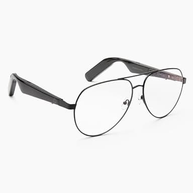 Lucyd Bluetooth Audio Glasses - Men Smart Glasses w/Blue-Light Protection - Open Ear, Noise Canceling Wireless Mic, Quadrasonic Speaker, Voice Assistants Compatible – Antimatter XL Blue Light