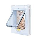 ZUAGI Cat Door with 4 Way Locking，（Outer Size 12.7''x11'',Inter Size 8.7''x7.9''） Weatherproof Gate Pet Door for Cat and Dog，Cat Flap Door，Small Cat Door，Cat Door for Sliding Glass Door