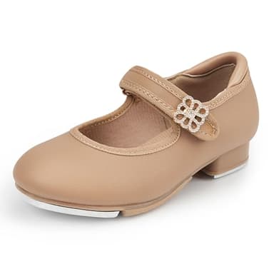 Stelle Girls Tap Shoes Boys Buckle PU Leather Dance Shoes(Toddler/Little Kid/Big Kid) (SD08-Tan,9MT)