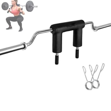 Safety Squat Bar 700lbs Solid Steel Olympi-c Barbell with Shoulder Pads, 2 Barbell Clips - Fits 2" Plates (No Weights Included)