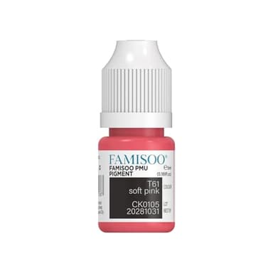 FAMISOO PMU Pigment for Lip 0.169fl.oz/5ml Professional Tattoo Ink for Long-Lasting Lips Color Microblading Ink Permanent Makeup Beauty Tattoo Supplies(T61 Soft Pink)