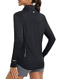 baleaf Women's Athletic Jacket Sun Protection Running Lighteight Full Zip Long Sleeve Shirts UPF 50+ Pockets Black M
