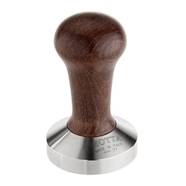 Motta 8170/M Professional Flat Base Coffee Tamper, 57mm, Brown Handle
