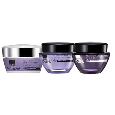 AVON Anew Platinum Set, Day Cream 50ml + Night Cream 50ml + Eye Cream 20ml, Triple Set, To Lift and Tighten Skin, Ultimate Skincare Trio for Age 50+, Powered...