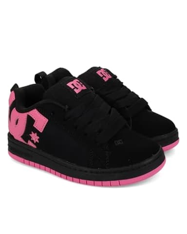 DC -girls Court Graffik Skate Shoe, Black/Pink, 6.5 Big Kid US