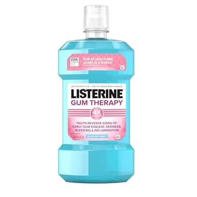 Listerine Gum Therapy Antiplaque & Anti-Gingivitis Mouthwash, ADA Accepted Oral Rinse Helps Reverse Early Gingivitis Signs Like Bleeding Gums, 4X Healthier Gums in 3 Weeks vs Brushing Alone, Mint, 1 L