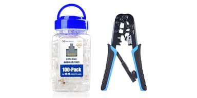 Cable Matters 100 Pack RJ45 Modular Plugs for Solid or Stranded UTP Cable, RJ45 Plugs & Modular RJ45 Crimp Tool (Ethernet Crimper)