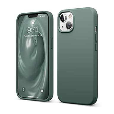 elago Compatible with iPhone 13 Case, Liquid Silicone Case, Full Body Screen Camera Protective Cover, Shockproof, Slim Phone Case, Anti-Scratch Soft Microfiber Lining, 6.1 inch (Midnight Green)