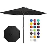 JEAREY 10FT Outdoor Patio Umbrella Outdoor Table Umbrella with Push Button Tilt and Crank, Market Umbrella 8 Sturdy Ribs UV Protection Waterproof for Pool, Garden (Black)