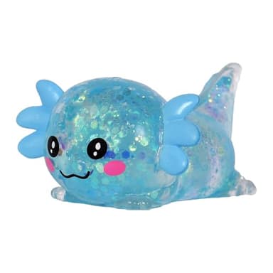 Djyxoglyn Axolotl Squishy Stress Toy – Cute Crawling Axolotl Fidget Toy Soft Sensory Squeeze Toy for Kids & Adults, Desk Stress Relief Toy, Party Favor (Blue)