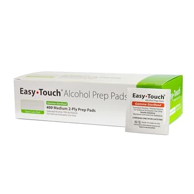 Easy Touch Gamma-Sterilized Alcohol Prep Pads, Box of 400