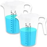 2-PACK ACCUPOUR Measuring Pitcher, Pool Measuring Cup for Chemicals, Plastic, Multipurpose - Great for Oil, Chemicals, Pool and Lawn - Ounce (oz) and Milliliter (mL) Increments (16oz)